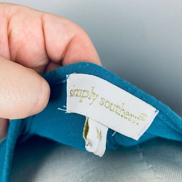 Simply Southern Shift Dress Womens Medium Blue Round Neck Preppy Basic Layering - Picture 4 of 7